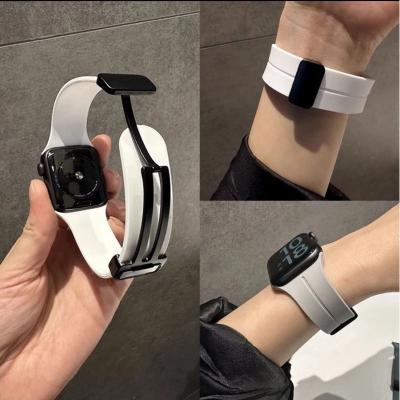 Pulseira silicone magnética compatível apple série ultra 7 8 9 10 se 6 5 e smartwatch 49 46 45 44 42 41 40 38 mm