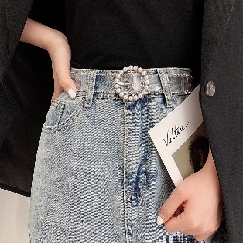 Cinto Feminino transparente ilhois vinil Moda blogueira em Oferta na Shopee