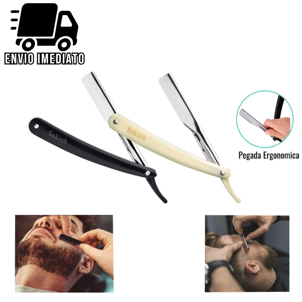 Navalha de Barbear Profissional Lâmina Navalhete Acabamento Sobrancelha Barba Barbeiro Aço Inox