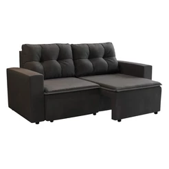 Sofá 3 Lugares Retrátil Amsterdã I Suede Preto 180 cm