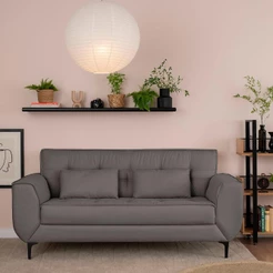 Sofá 3 Lugares Piacenza Linho Cinza 202 cm