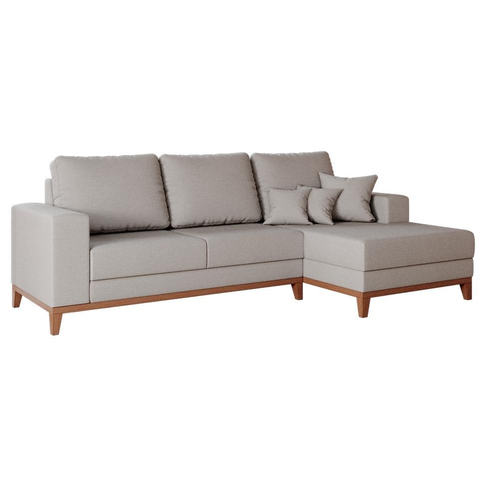 Sofá 4 Lugares Belgrado com Chaise Direito Linho Cru 250 cm em Oferta na Shopee