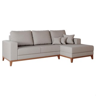 Sofá 4 Lugares Belgrado com Chaise Direito Linho Cru 250 cm em Oferta na Shopee