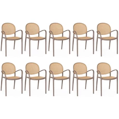 Kit 10 Cadeiras de Jantar Roma com Braço para Sala e Cozinha