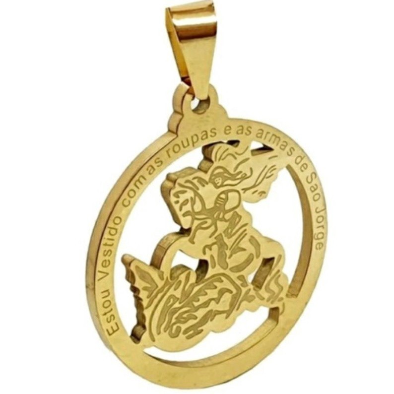Pingente São Jorge Corrente do São Jorge Aço Inox Medalha Não Perde a Cor Original Garantia