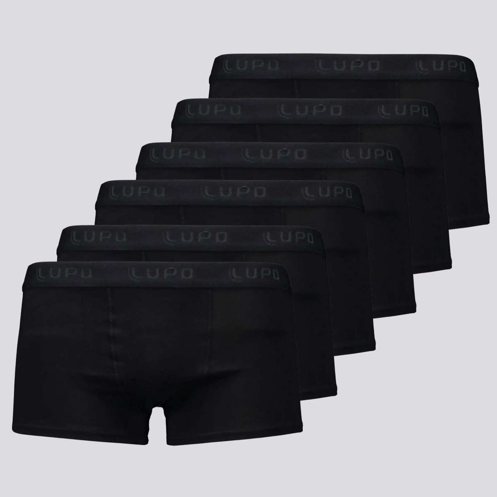 Kit 6 Cuecas Sunga Lupo Algodão Com Elastano Preta - Men Clothes