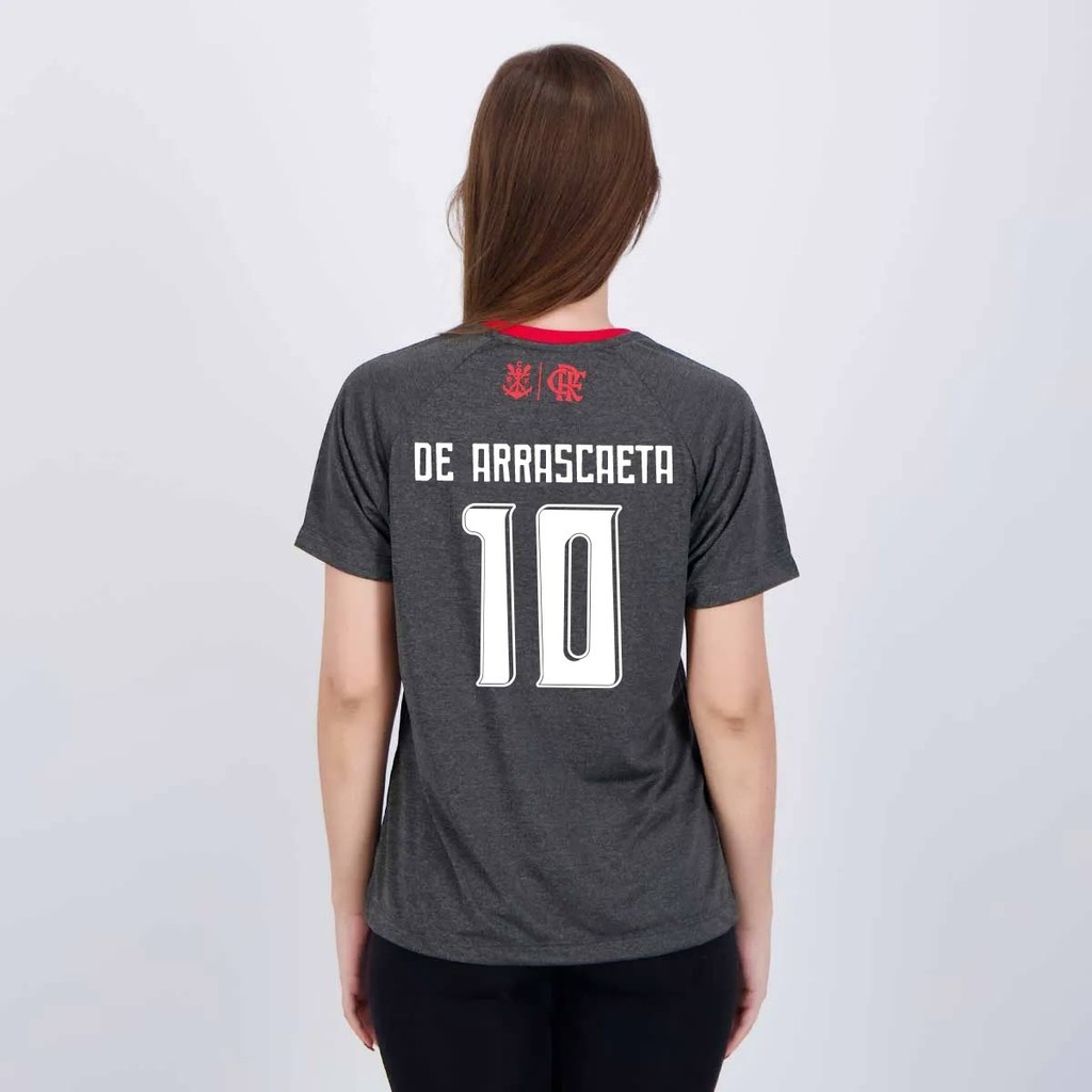 Camisa Flamengo De Arrascaeta 10 Var Feminina Cinza