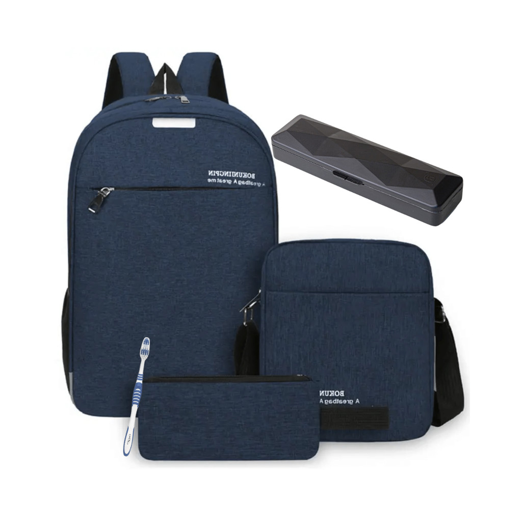 Mochila Executiva Lancheira Estojo Premium Com Porta escova