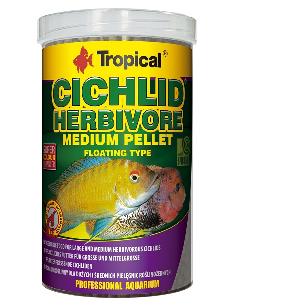 Ração Tropical Cichlid Herbivore Medium Pellet 360g