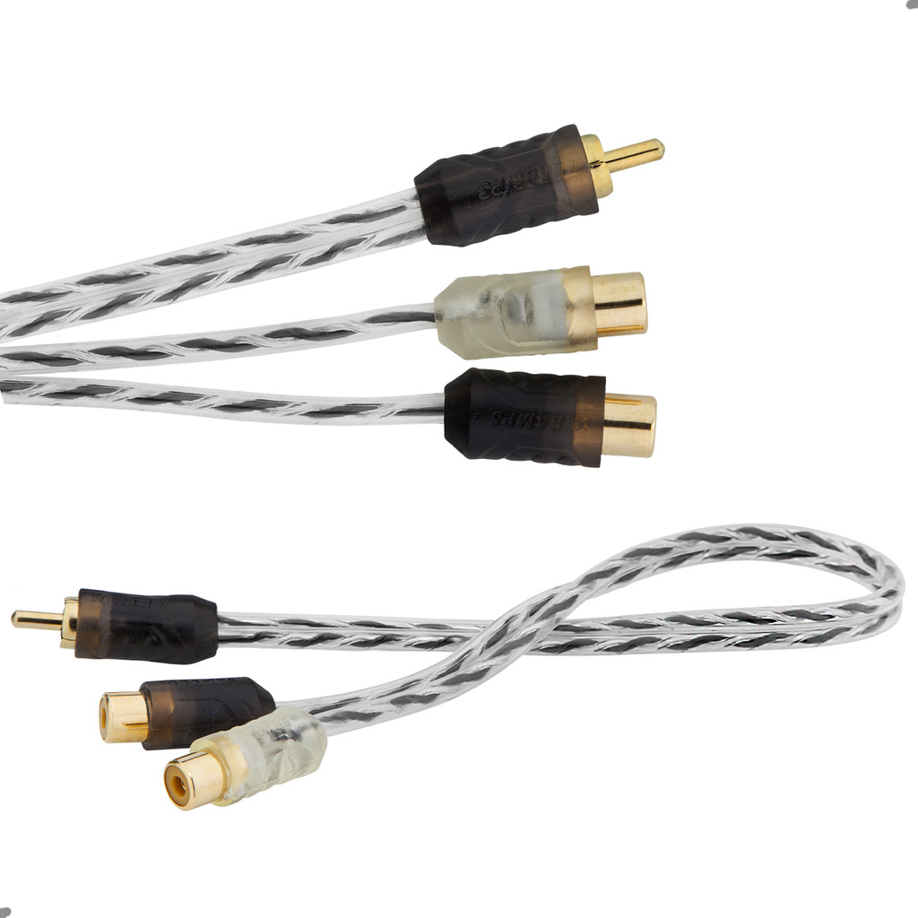 Cabo RCA Y 1 Macho 2 Fêmeas Injetado Flexível Transparente Taramps Stereo Para Carro Som Automotivo