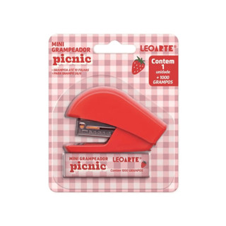 Mini Grampeador Picnic Vermelho para 10 Folhas com 1000 Grampos em Oferta na Shopee