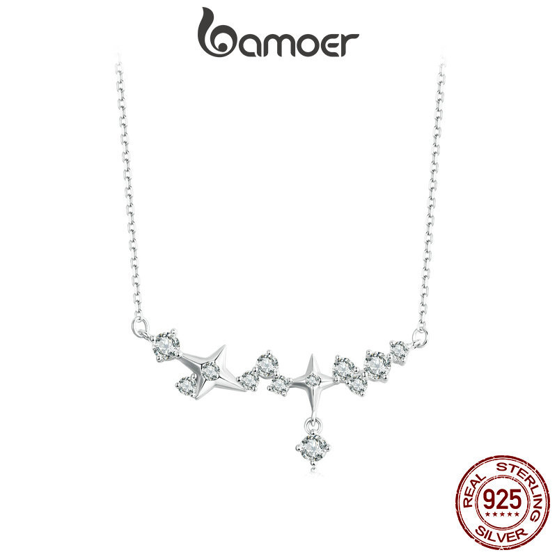 Colar De Fita Bamoer 925 Sterling Starry Design Jóias Presentes Para Mulheres - Fashion Accessories