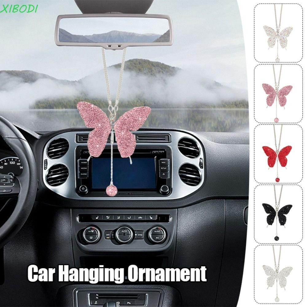 Pingente De Carro XIBODI , Borboleta De Diamante Rosa Brilhante , Decoração De Interiores Automotivos