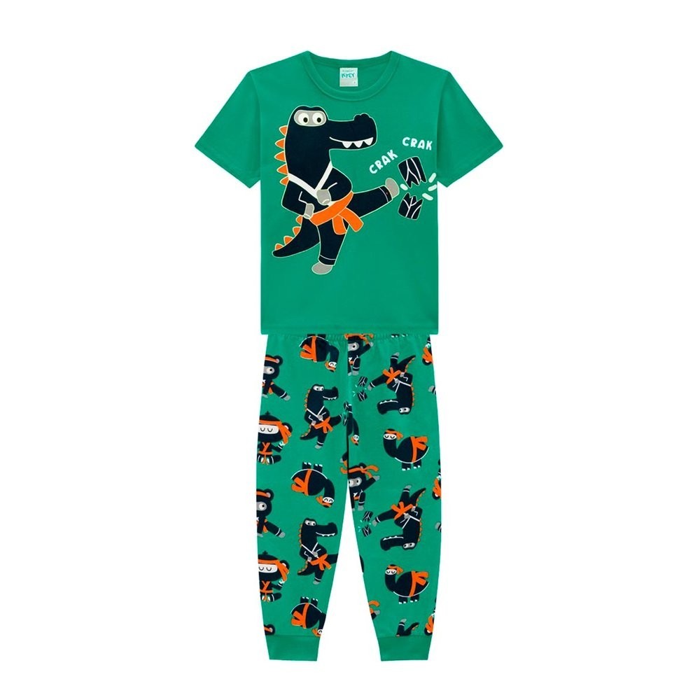 Pijama Menino Camiseta e Calça Safari Ninjas Brilha no Escuro - Kyly - Baby & Kids Fashion
