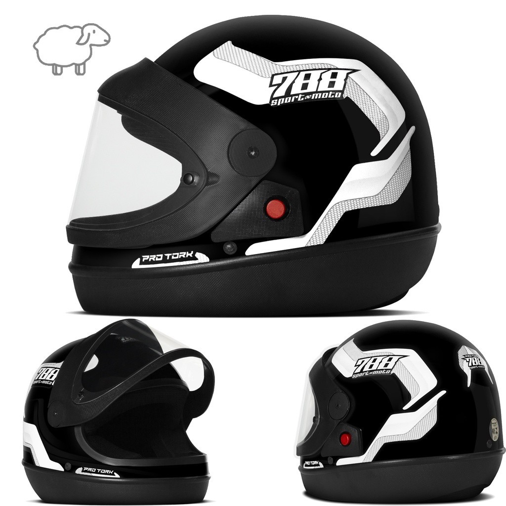 CAPACETE SPORT MOTO 788 Fechado Automatico Barato Pro Tork Masculino Feminino Moto Branco