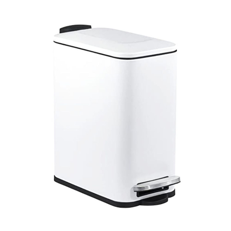 Lixeira Retangular Com Pedal Branca 5 Litros Solo