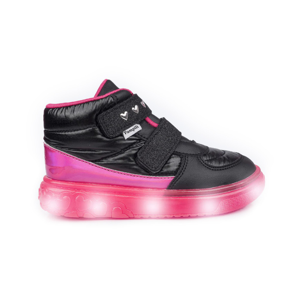 Tênis de Led Cano Médio PAMPILI Sneaker Luz Coração Conforto