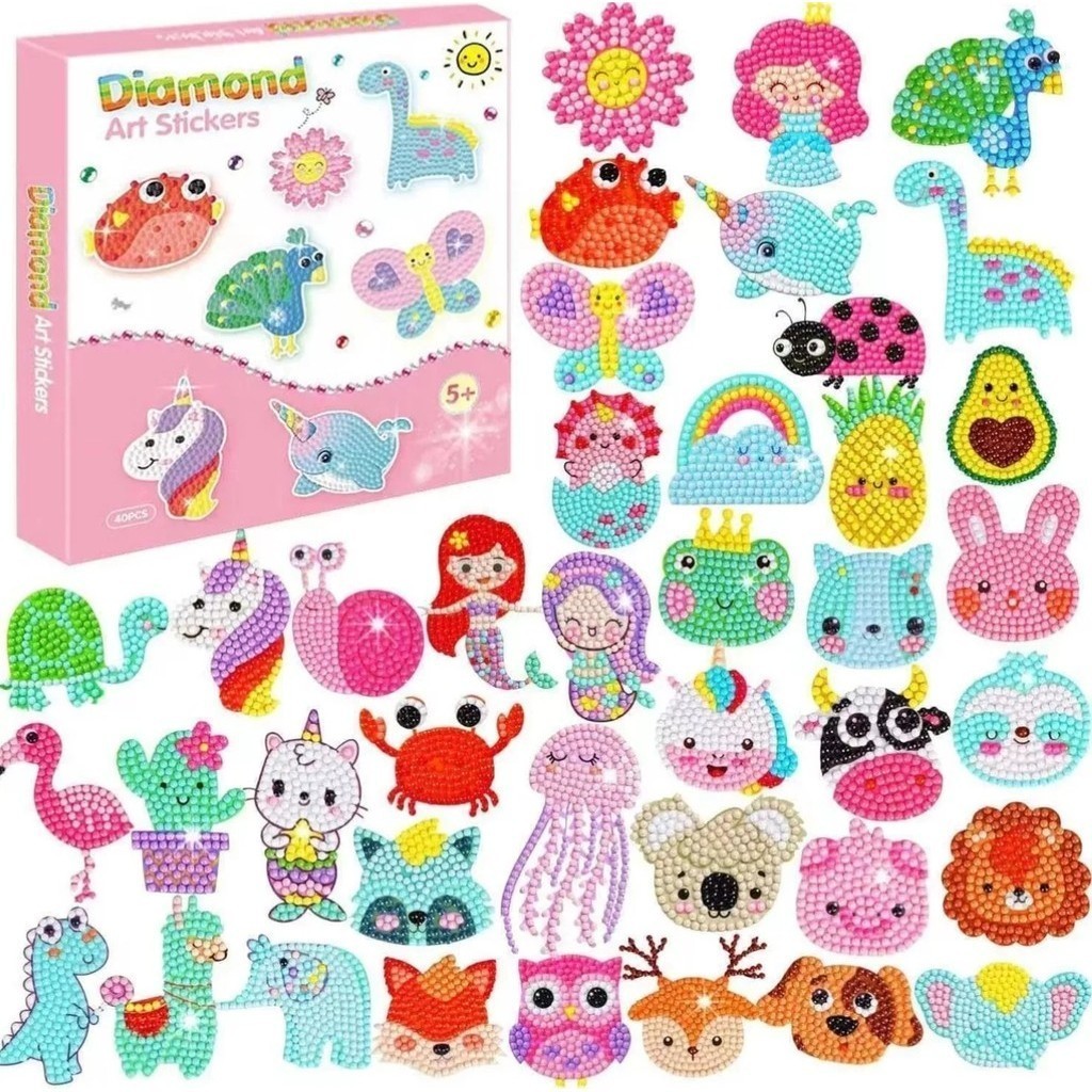 Kit 40 Peça Adesivos De Pintura Com Diamantes Para Crianças  Etiquetas e Adesivos PRONTA ENTREGA