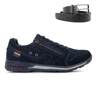 Kit Sapatênis Pegada Gold Casual Com Zíper Masculino + Cinto Dupla Face Fivela Masculino 100% Original Com Nota Fiscal e Garantia em Oferta na Shopee