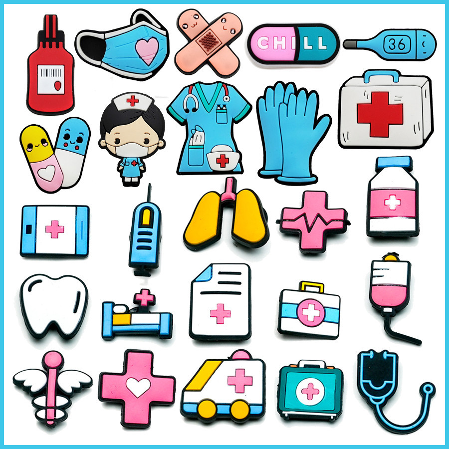 Acessórios para sandálias Pinos PVC Fofo Saúde Enfermeira Doutora Chinelos Sapatos Botão De Encanto