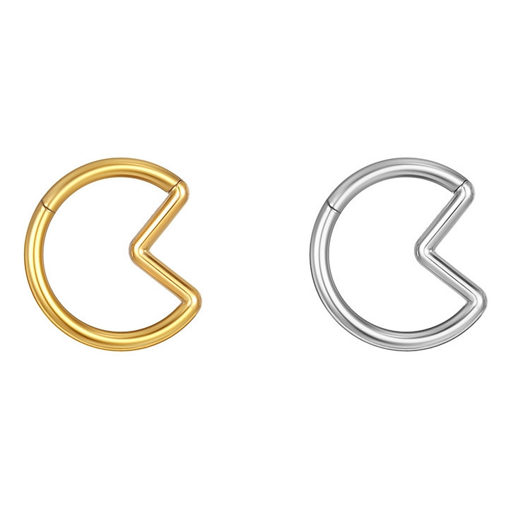 Piercing Orelha Nariz Argola Titânio Pvd Pac-man Clik 8;10mm Michelle