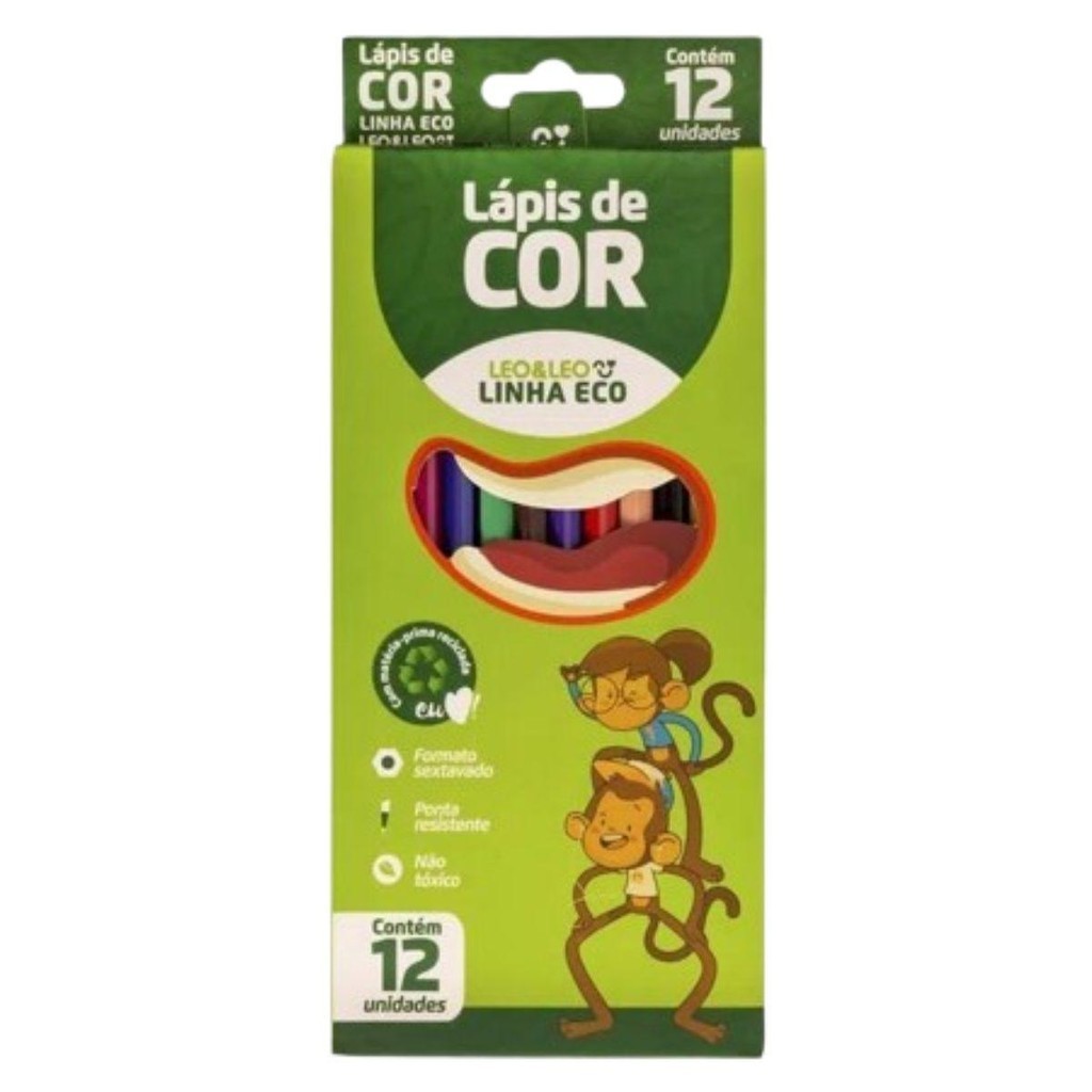 Lápis de Cor Leo&Leo Linha ECO 12UN - LEONORA em Oferta na Shopee