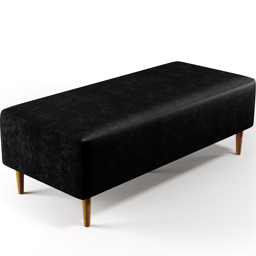 Puff Decorativo Sala de Estar Bali W01 Pés Palito 120x50 cm Couríssimo Preto - Lyam Decor