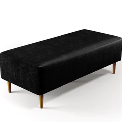 Puff Decorativo Sala de Estar Bali W01 Pés Palito 120x50 cm Couríssimo Preto - Lyam Decor