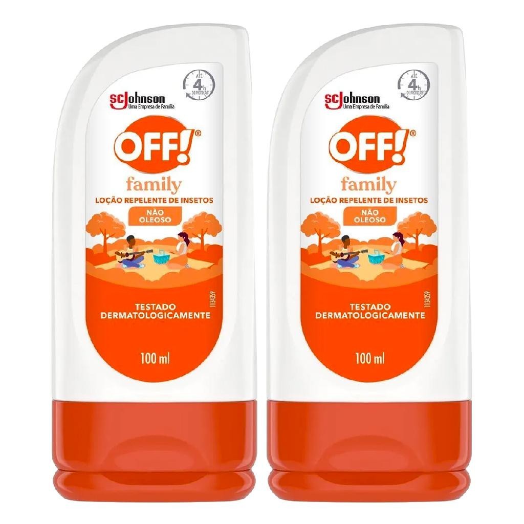 Kit 2 Repelente Inseto OFF Family Loção Seca Rápido Não Oleoso 100Ml ou Spray Longa Duração 10 Horas