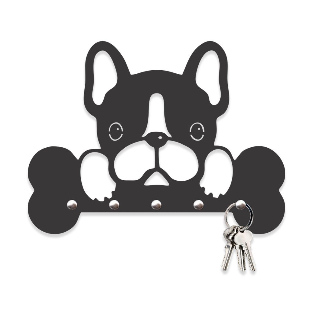 Porta Chaves Cachorro com Osso em Mdf Vazado de 3mm Preto Fosco em Oferta na Shopee