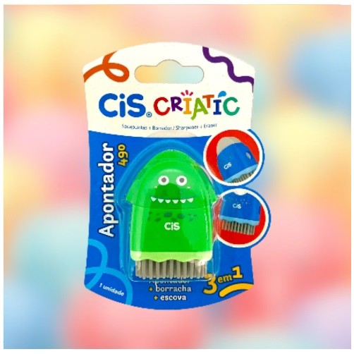 Apontador com Borracha e Vassourinha  Criatic Cis  3 em 1