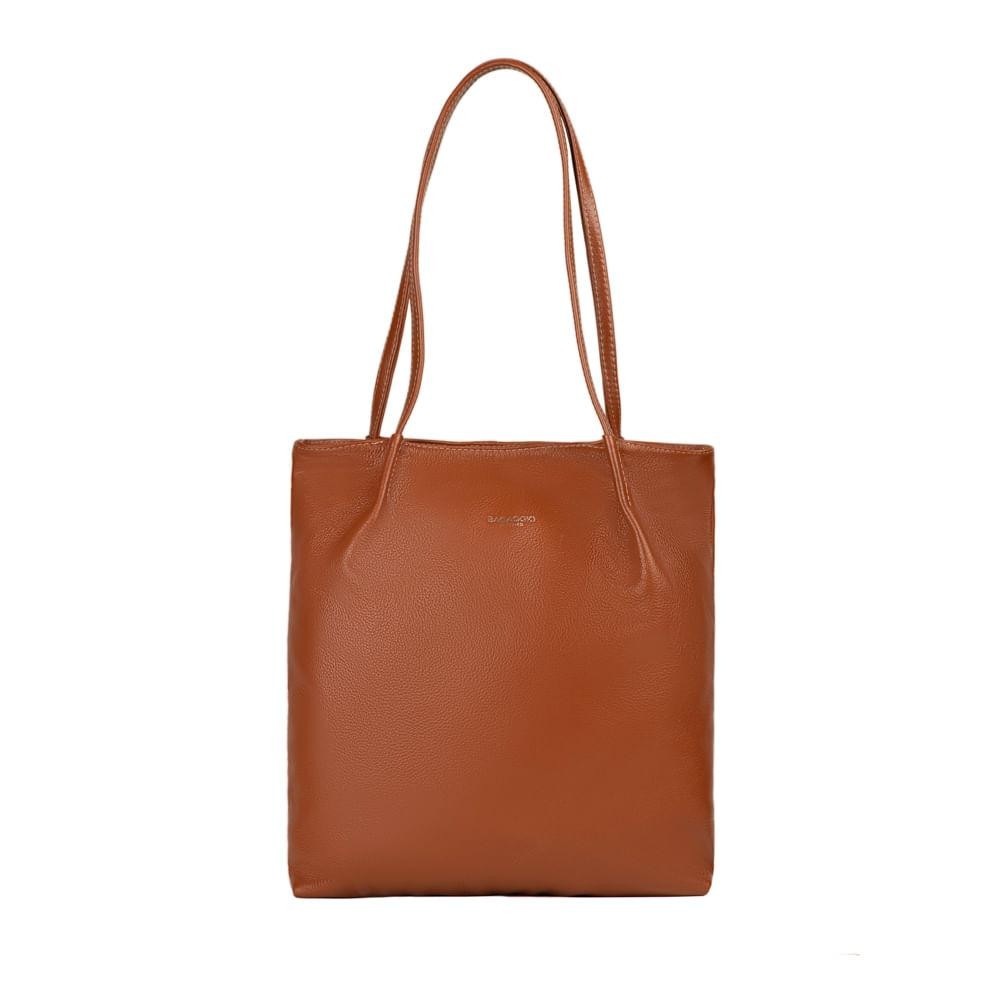 Bolsa de Ombro Feminina Grande de Couro Shopping Bag BG Caramelo