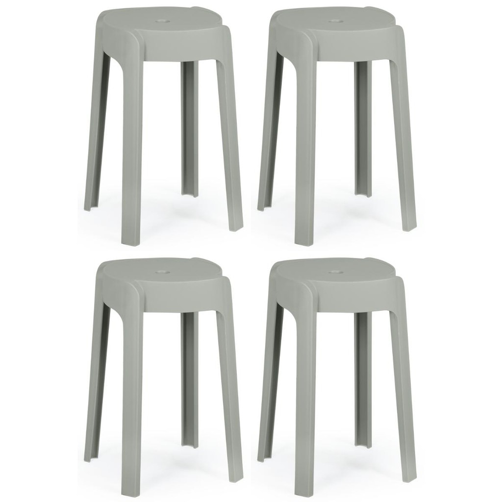 Kit 4 Banquetas Baixa Empilhável Nordica - Home & Living