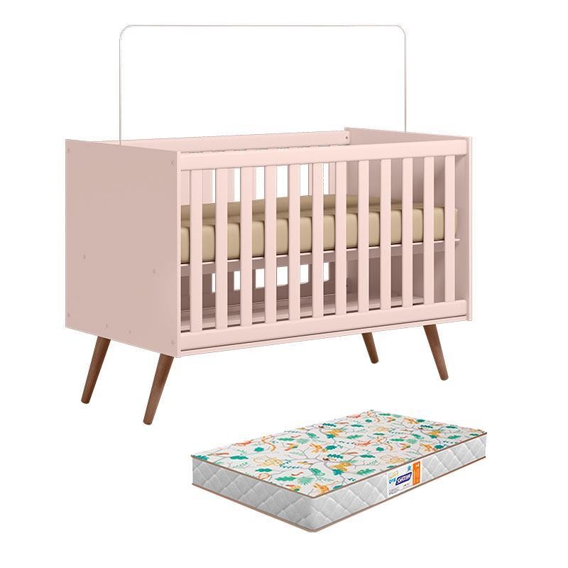 Berço Americano Q Encanto 3820 Retrô Rosa com Colchão Gazin – Qmovi