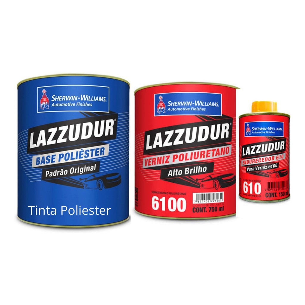Tinta Poliester Prata Lunar VW+ Verniz 6100 Lazzuril em Oferta na Shopee