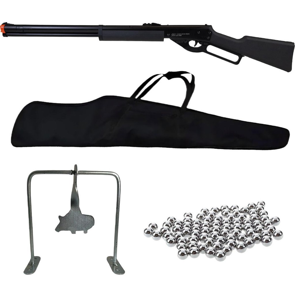 Carabina de Pressão Cowboy Lever Action Polímero 4.5mm - Rossi + Esferas + Capa + Alvo Javali - Sports & Outdoors