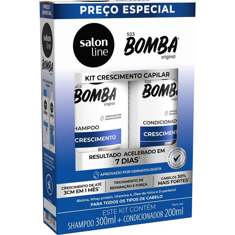 Kit Shampo 300 Condicionador 200 Bomba Original Salon Line