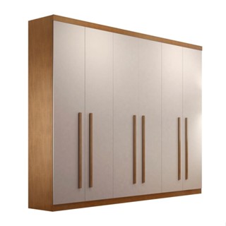 Guarda-Roupa Casal Bahia 6 PT Imbuia e Off White em Oferta na Shopee