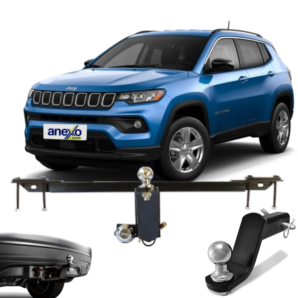 Engate Reboque Jeep Compass 2021 a 2024 Brucke JP1007 Rabicho Tração 700kg Haste Removível
