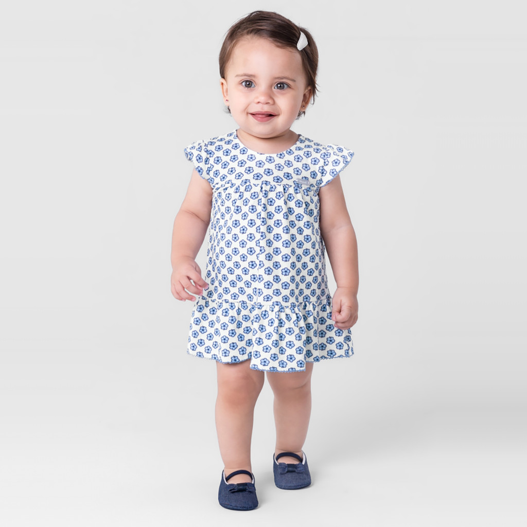 Vestido Infantil Menina Estampado - Branco - Mundi - Baby & Kids Fashion