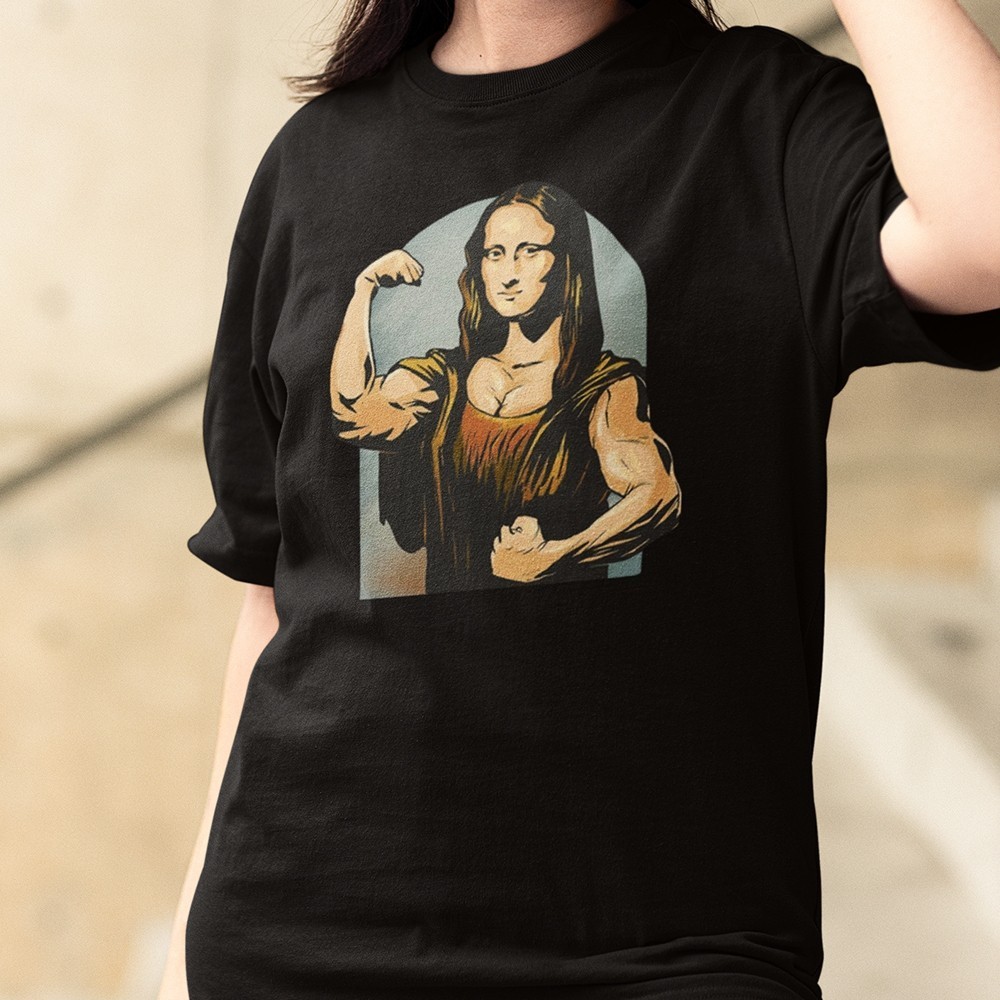 Camiseta Feminina Camisa de Academia Monalisa Maromba Meme Engraçado Oversized Gym rat