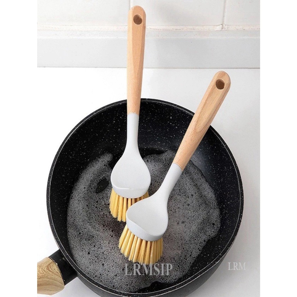 Kit 2 Escovas de Cozinha Japonesa com Cabo Longo – Madeira de Alta Qualidade e Cerdas de S...