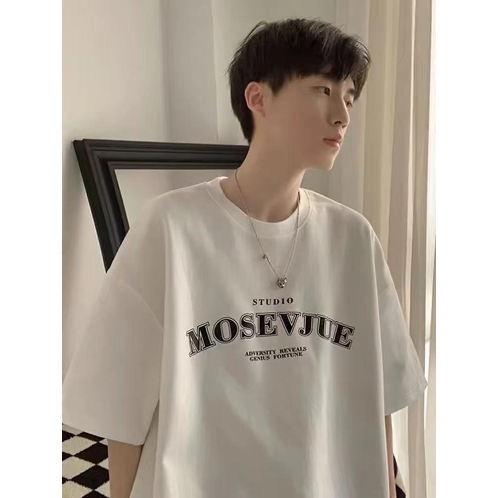 Camiseta Masculina De Manga Curta Tendência Retrô Pesada Solta De Alta Qualidade , Adequada Para Todas As Estações , Uni