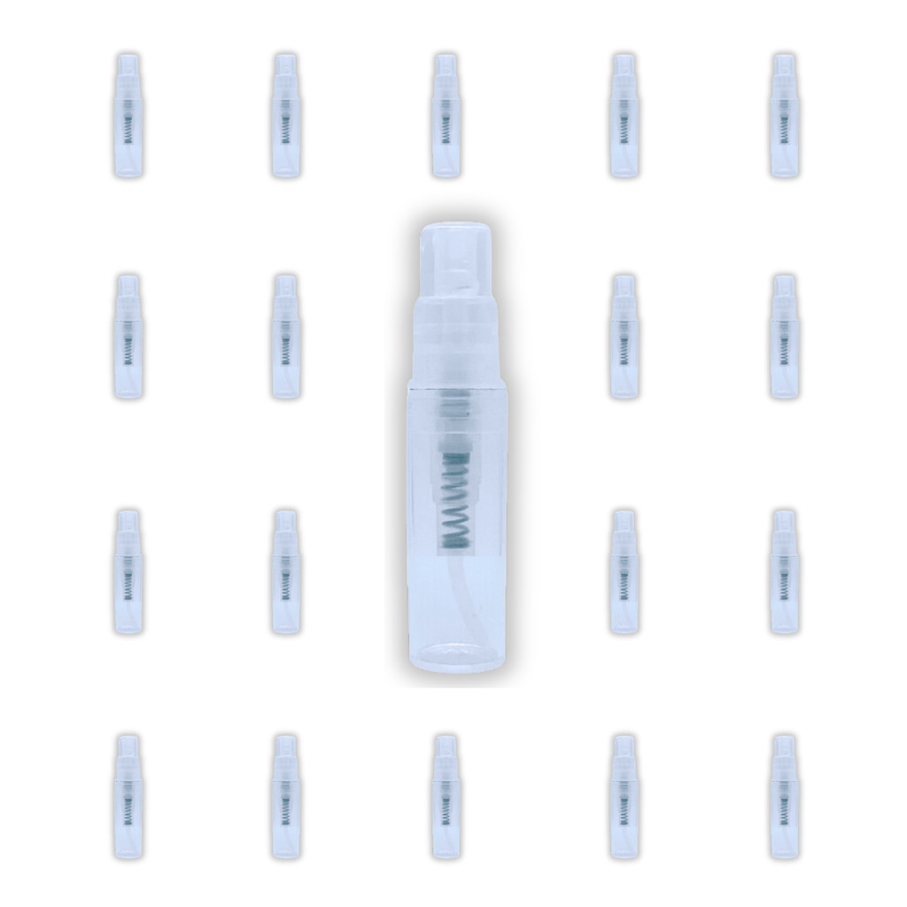 Kit 50 Frasco PET 2ml com Spray – Amostras de Perfumes, Cosméticos e Óleos Essenciais