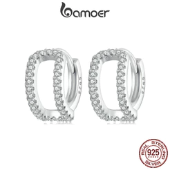 Brincos Bamoer 925 Sterling Sliver Stud De Duas Camadas De Design De Jóias Para Mulheres