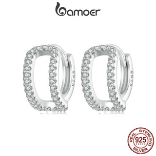 Brincos Bamoer 925 Sterling Sliver Stud De Duas Camadas De Design De Jóias Para Mulheres
