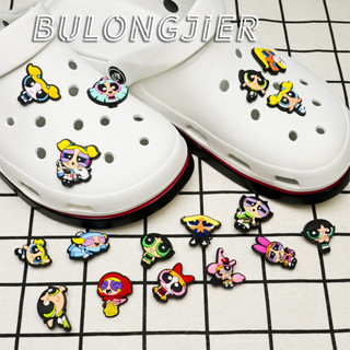 Crocs Jibbitz Pinos Sapatos De Entupimento Coloridos Acessórios Powerpuff Girls DIY Shoes Botão De Encanto
