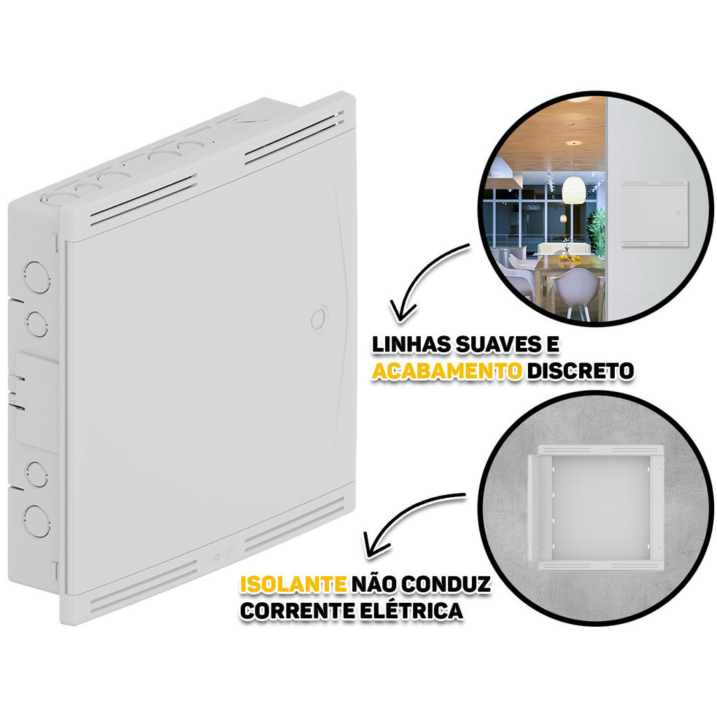 Quadro De Sistema Vdi 40x40 Embutir Internet Tv Fibra Pvc Antichamas Cor Branco Tigre