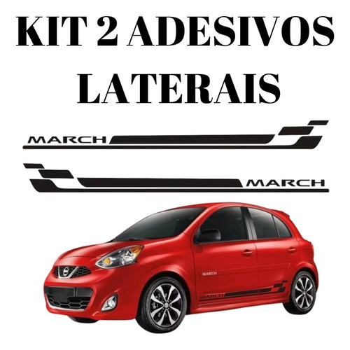 Kit 2 Adesivo Carro  Nissan March Faixas Laterais