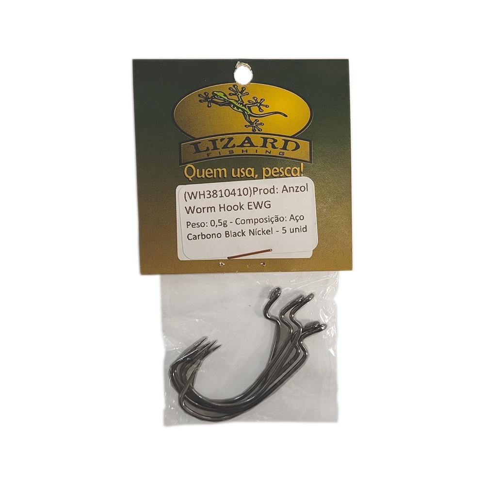 Anzol Worm Hook EWG Black Nickel 5 Unid. - Lizard em Oferta na Shopee